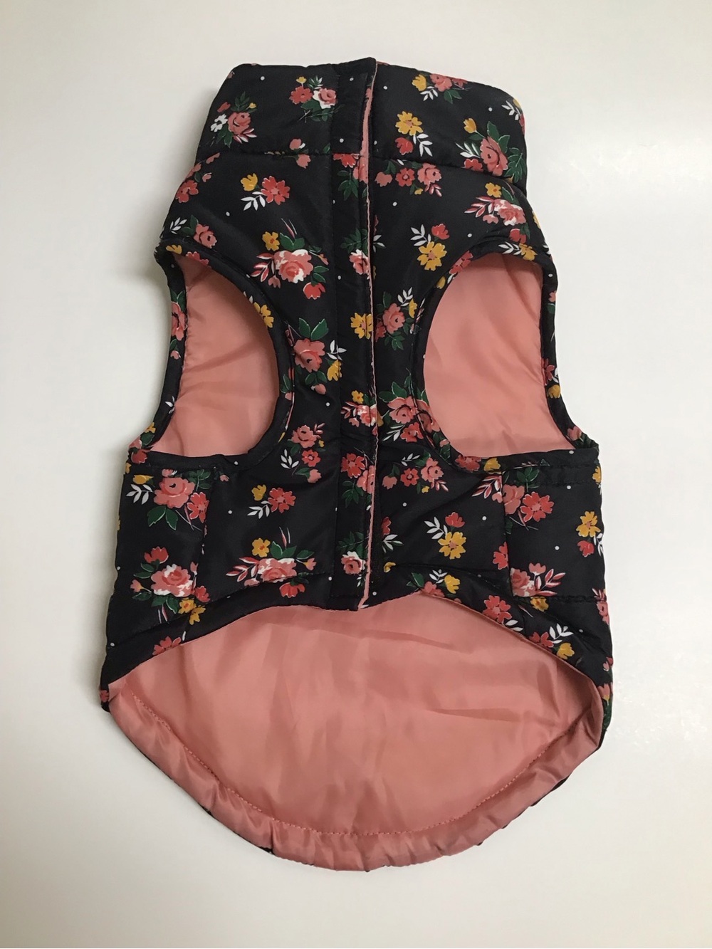 Dog Puffy Vest Quilted Floral MEDIUM Sweater Coat Dusty Rose Winter WARM NEW - Picture 7 of 10